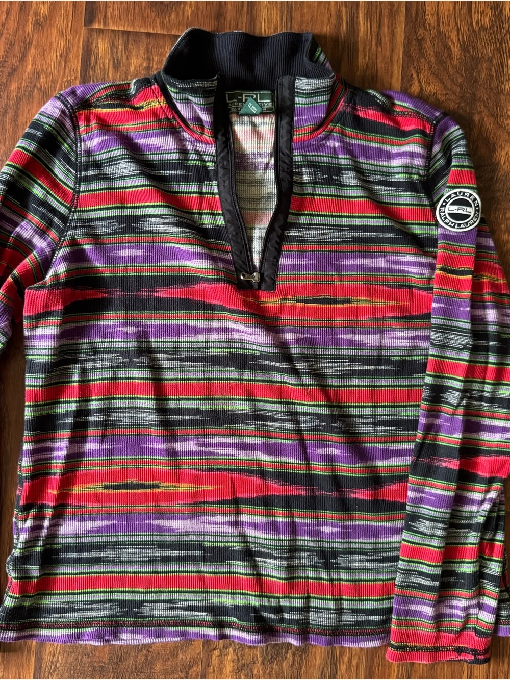 Ralph Lauren Striped Long-Sleeve Quarter-Zip Pullover - Red, Purple, Black